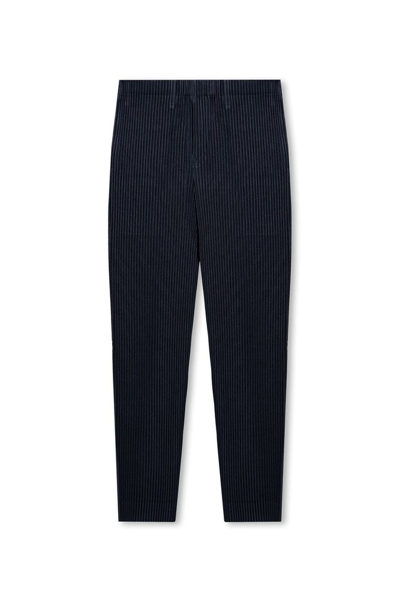 Shop Issey Miyake Homme Plissé  High Waist Cropped Trousers In Blue