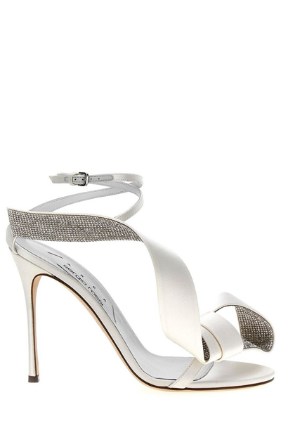 Shop Sergio Rossi X Area Marquise Bow Detailed Heeled Sandals In White