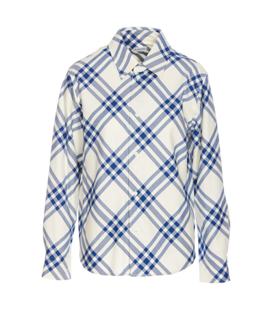 Shop Burberry Checked Long Sleeved Buttoned Shirt In Multi