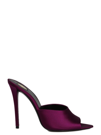 Shop Saint Laurent Goldie Open Toe Stiletto Mules In Purple