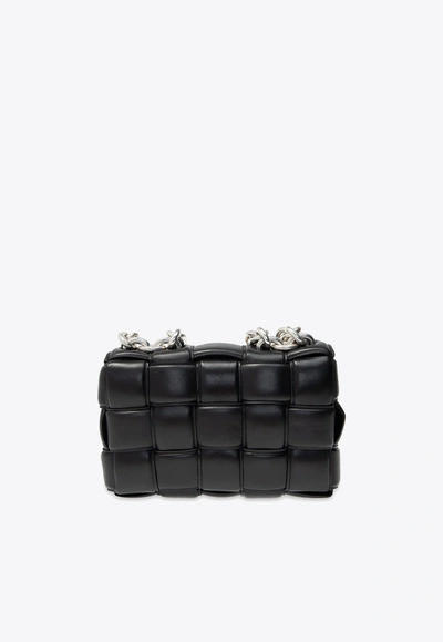 Shop Bottega Veneta Chain Cassette Shoulder Bag In Black