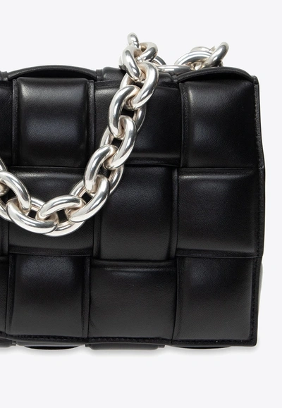 Shop Bottega Veneta Chain Cassette Shoulder Bag In Black