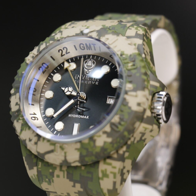 Pre-owned Invicta Reserve Hydromax Swiss Ronda Camo 52mm, Steel, Aqua Plating 40462