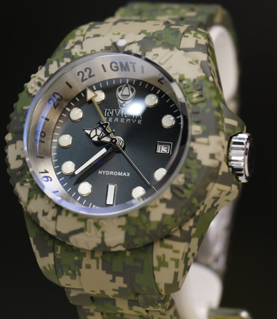 Pre-owned Invicta Reserve Hydromax Swiss Ronda Camo 52mm, Steel, Aqua Plating 40462