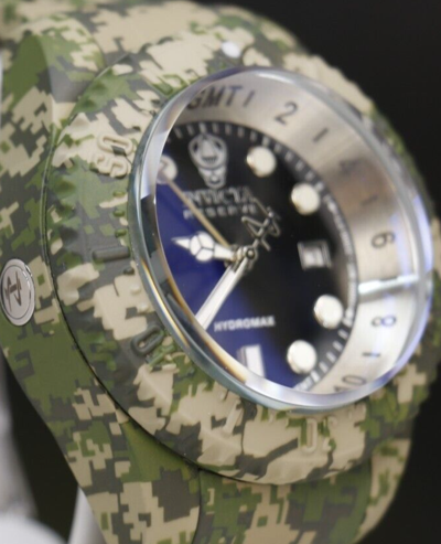 Pre-owned Invicta Reserve Hydromax Swiss Ronda Camo 52mm, Steel, Aqua Plating 40462