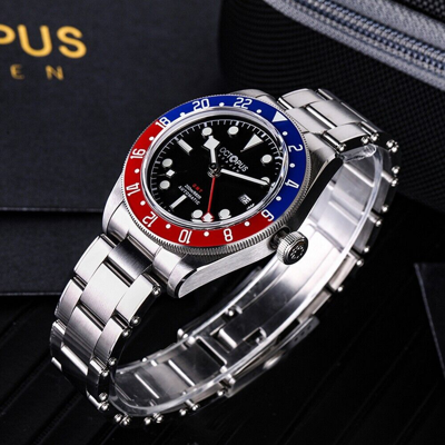 Pre-owned Octopus Men Automatic Watch Gmt Mechanical Wristwatch 20bar Bgw-9 Luminous 6460