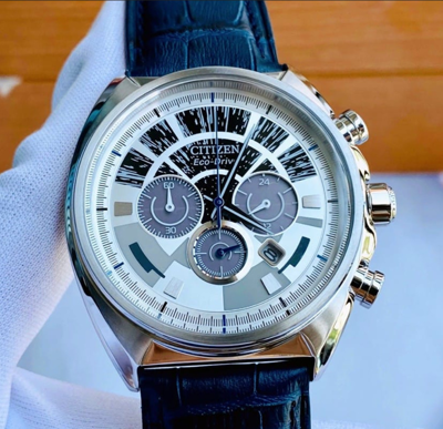 Pre-owned Citizen Star Wars Millennium Falcon Men's Watch Leather Band Ca4281-00w