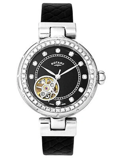 Pre-owned Rotary Ls003/a/13 Skeleton Ladies Watch Automatic 34mm 5atm