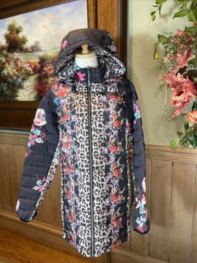 Pre-owned Johnny Was Reversible Floral Puffer Coat / Jacket $450 Msrp Sizes M And Xl In Multicolor