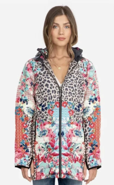 Pre-owned Johnny Was Reversible Floral Puffer Coat / Jacket $450 Msrp Sizes M And Xl In Multicolor