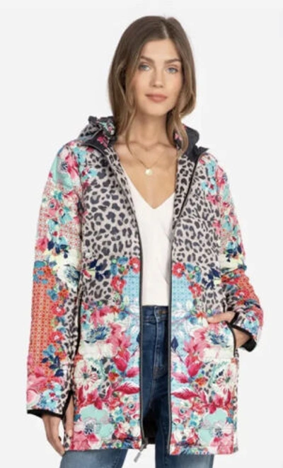 Pre-owned Johnny Was Reversible Floral Puffer Coat / Jacket $450 Msrp Sizes M And Xl In Multicolor