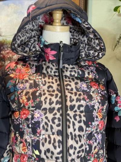Pre-owned Johnny Was Reversible Floral Puffer Coat / Jacket $450 Msrp Sizes M And Xl In Multicolor