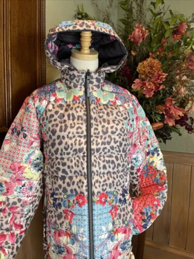 Pre-owned Johnny Was Reversible Floral Puffer Coat / Jacket $450 Msrp Sizes M And Xl In Multicolor