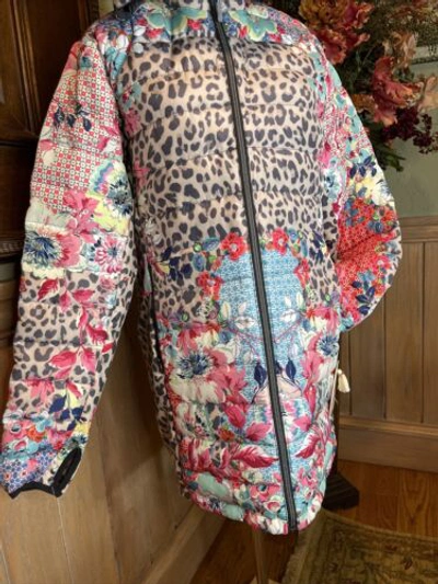 Pre-owned Johnny Was Reversible Floral Puffer Coat / Jacket $450 Msrp Sizes M And Xl In Multicolor