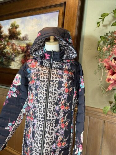 Pre-owned Johnny Was Reversible Floral Puffer Coat / Jacket $450 Msrp Sizes M And Xl In Multicolor