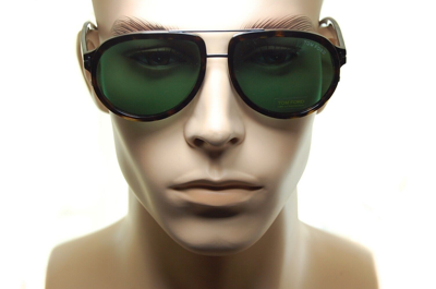 Pre-owned Tom Ford Geoffrey Tf779 52n 58mm Men Square Plastic Pilot Sunglasses Brown Green