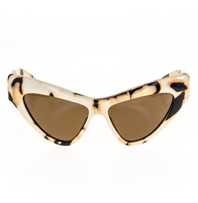 Pre-owned Gucci Ivory Brown Abstract Print 1294 Chunky Bold Cat Gg1294s Sunglasses 003