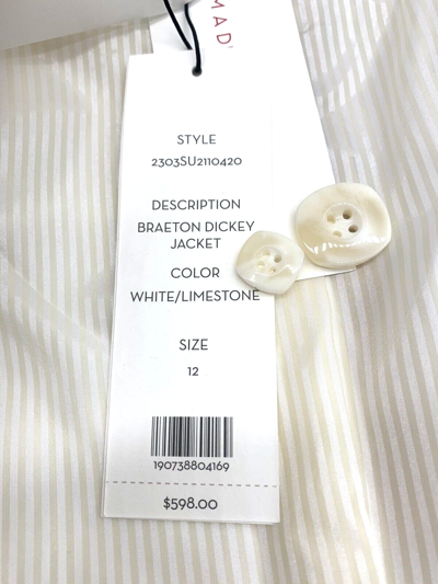 Pre-owned Veronica Beard Braeton Dickey Jacket Size 12 Us In White/limestone