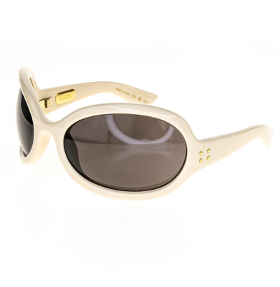 Pre-owned Gucci White Brown Unisex Angular Mask 1381 Chunky Bold Gg1381s Sunglasses 003