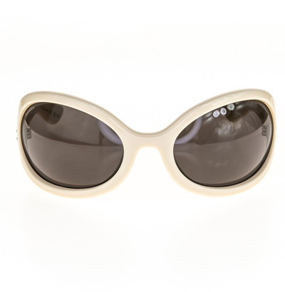 Pre-owned Gucci White Brown Unisex Angular Mask 1381 Chunky Bold Gg1381s Sunglasses 003