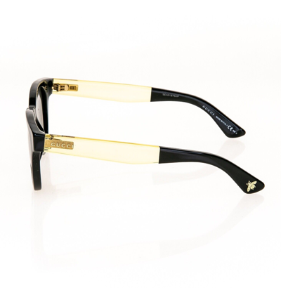 Pre-owned Gucci Gg1159s Round Black Crystal Yellow Stripe Unisex Sunglasses 1159 Authentic In Gray