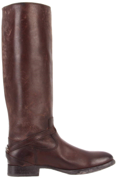 Pre-owned Frye Women's Lindsay Plate Dark Brown Stone Wash Leather Riding Boot Sz. 10 B