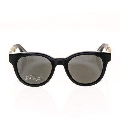 Pre-owned Gucci Gg1159s Round Black Crystal Yellow Stripe Unisex Sunglasses 1159 Authentic In Gray