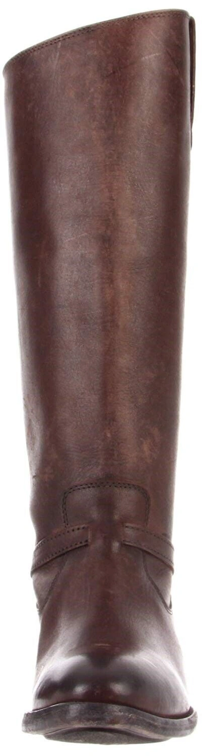 Pre-owned Frye Women's Lindsay Plate Dark Brown Stone Wash Leather Riding Boot Sz. 10 B