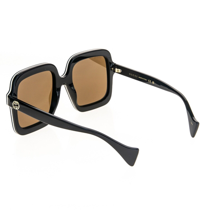 Pre-owned Gucci Black Brown Stripe 1241 Unisex Oversized Retro Gg1241s Sunglasses 001