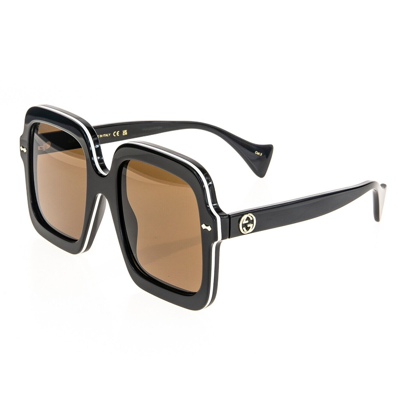 Pre-owned Gucci Black Brown Stripe 1241 Unisex Oversized Retro Gg1241s Sunglasses 001