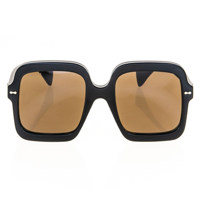 Pre-owned Gucci Black Brown Stripe 1241 Unisex Oversized Retro Gg1241s Sunglasses 001