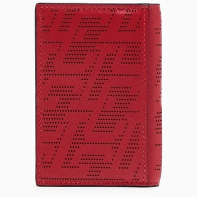 Pre-owned Christian Louboutin Red Sifnos Wallet In Perforated Leather