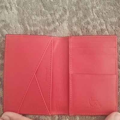 Pre-owned Christian Louboutin Red Sifnos Wallet In Perforated Leather