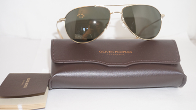 Pre-owned Oliver Peoples Sunglasses Benedict Gold Green Ov1002s 5035p1 59 16 130