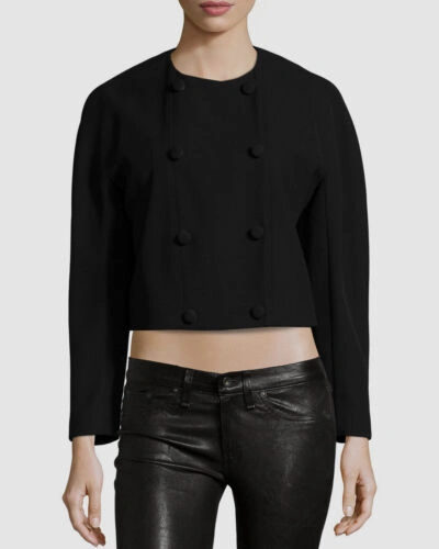 Pre-owned Proenza Schouler $1685  Women's Black Cropped Jacket Size 2