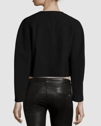 Pre-owned Proenza Schouler $1685  Women's Black Cropped Jacket Size 2
