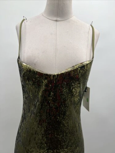 Pre-owned Galvan London Women's Green Sequin-embellished Fitted Midi Dress Size Fr 36/us 4
