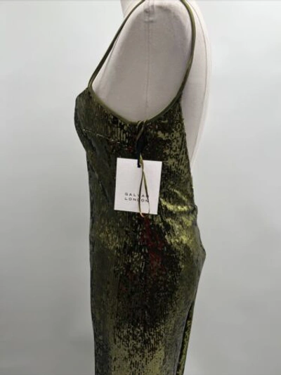 Pre-owned Galvan London Women's Green Sequin-embellished Fitted Midi Dress Size Fr 36/us 4