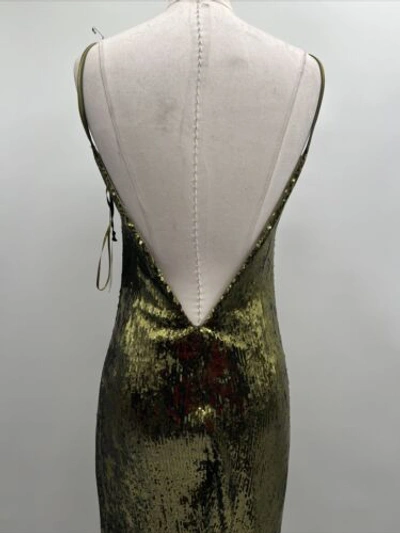 Pre-owned Galvan London Women's Green Sequin-embellished Fitted Midi Dress Size Fr 36/us 4
