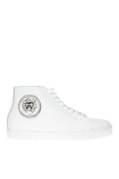 VERSUS Pre-owned By Versace Men's White High Top Logo Sneakers It 40 Us 7 Authentic