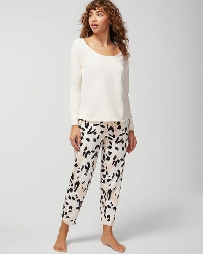 Soma Women's Embraceable Long-sleeve Pajama Top In Ivory Size Medium