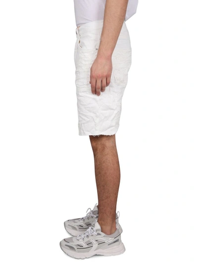 Shop Purple Brand Denim Bermuda Shorts In White