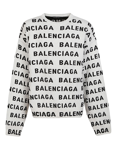 Shop Balenciaga Sweatshirt With All-over Logo