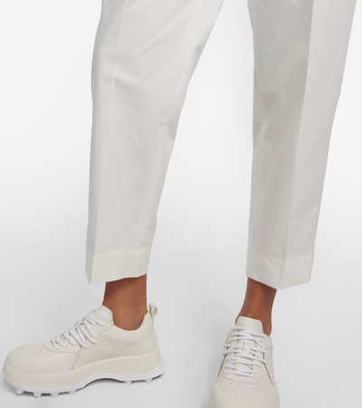 Shop Jil Sander Cropped Cotton Straight Pants In White