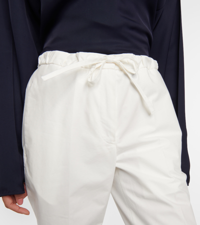 Shop Jil Sander Cropped Cotton Straight Pants In White
