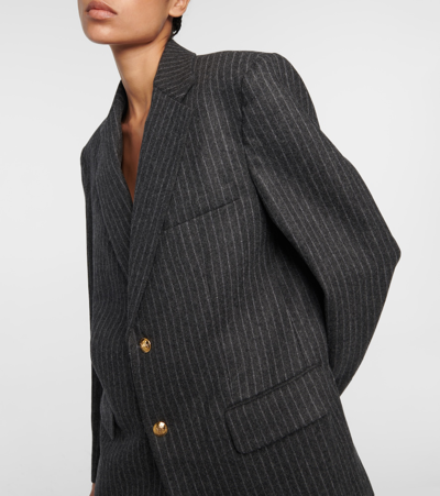 Nili Lotan Boyfriend Striped Virgin Wool Jacket In Grey