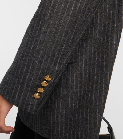 Nili Lotan Boyfriend Striped Virgin Wool Jacket In Grey