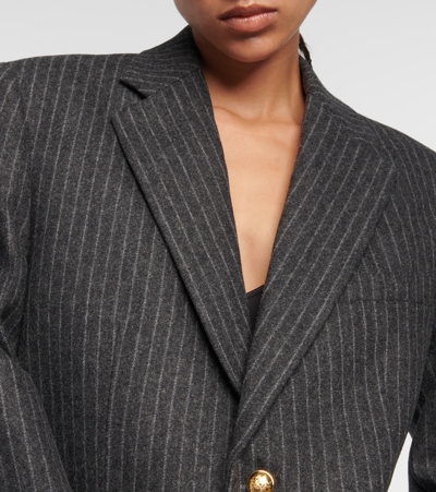 Shop Nili Lotan Boyfriend Striped Virgin Wool Jacket In Grey