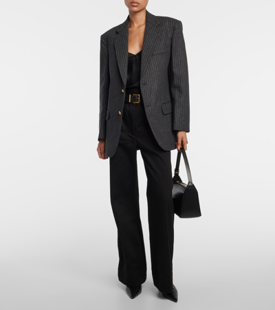 Nili Lotan Boyfriend Striped Virgin Wool Jacket In Grey