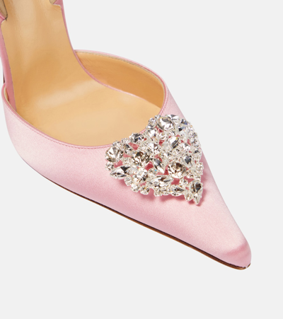 Shop Magda Butrym Crystal-embellished Satin Slingback Pumps In Pink